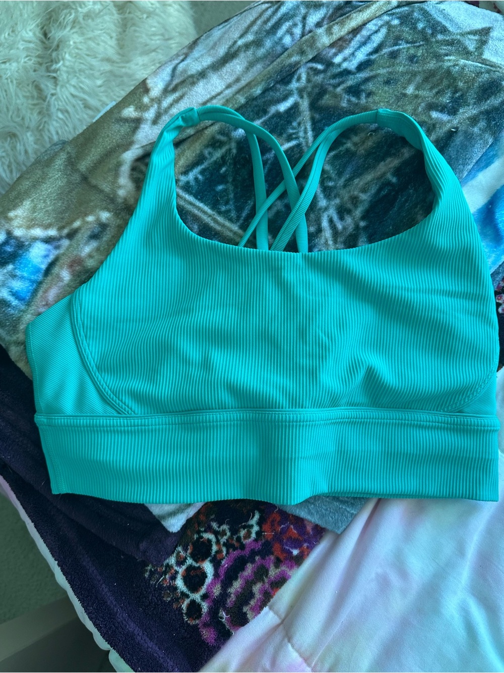 lululemon athletica Ribbed Crisscross Sports Bra - Teal